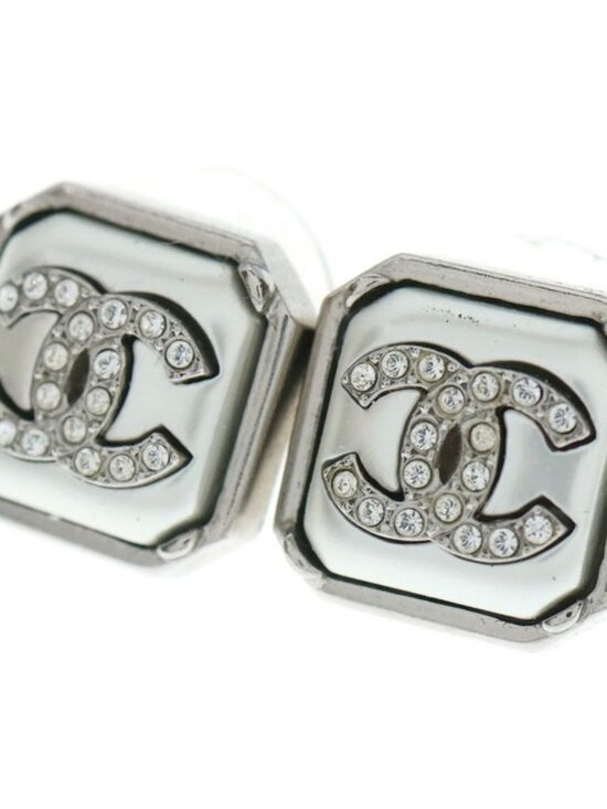 Chanel Square Coco Mark Rhinestone Earrings C22